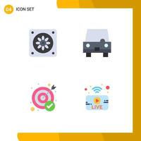 User Interface Pack of 4 Basic Flat Icons of cooler success taxi vehicles utube Editable Vector Design Elements