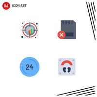 Set of 4 Vector Flat Icons on Grid for chart removed target computers call Editable Vector Design Elements