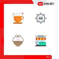 4 Flat Icon concept for Websites Mobile and Apps cafe cart engine optimization nature Editable Vector Design Elements