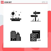 Collection of 4 Vector Icons in solid style Modern Glyph Symbols for Web and Mobile Solid Icon Sign Isolated on White Background 4 Icons