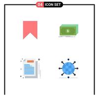 4 Creative Icons Modern Signs and Symbols of flag money save dollar document Editable Vector Design Elements