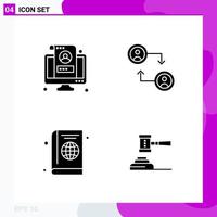 Solid Icon set Pack of 4 Glyph Icons isolated on White Background for Web Print and Mobile
