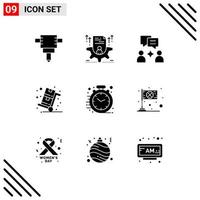 Modern Set of 9 Solid Glyphs and symbols such as office business chatting fast shopping Editable Vector Design Elements