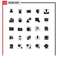 Mobile Interface Solid Glyph Set of 25 Pictograms of cabinet innovation supply human mind picture Editable Vector Design Elements