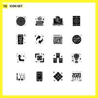 Pack of 16 creative Solid Glyphs of home spy globe smartphone print Editable Vector Design Elements