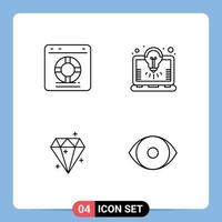 4 signos de línea universal símbolos de ayuda idea de protección de diamante éxito elementos de diseño vectorial editables vector