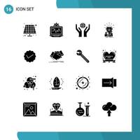 16 Creative Icons Modern Signs and Symbols of message chat hands trophy cup Editable Vector Design Elements