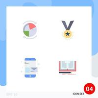 User Interface Pack of 4 Basic Flat Icons of data reputation network honor email Editable Vector Design Elements