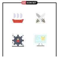 4 User Interface Flat Icon Pack of modern Signs and Symbols of argosy data management sword weapon screen Editable Vector Design Elements