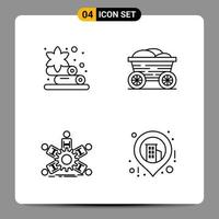 4 Black Icon Pack Outline Symbols Signs for Responsive designs on white background 4 Icons Set vector