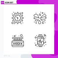 Line Icon set Pack of 4 Outline Icons isolated on White Background for Web Print and Mobile vector