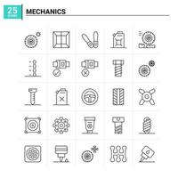 25 Mechanics icon set vector background