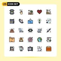 conjunto de 25 iconos de interfaz de usuario modernos símbolos signos para informe de crecimiento cactus amor favorito elementos de diseño vectorial editables vector