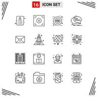 16 Icons Line Style Grid Based Creative Outline Symbols for Website Design Simple Line Icon Signs Isolated on White Background 16 Icon Set vector