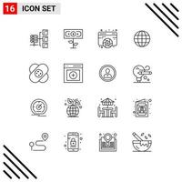 16 Thematic Vector Outlines and Editable Symbols of healthcare map design globe web Editable Vector Design Elements