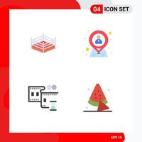 4 Creative Icons Modern Signs and Symbols of boxing film stip employee location watermelon Editable Vector Design Elements