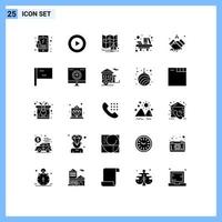 grupo de 25 signos y símbolos de glifos sólidos para los elementos de diseño de vectores editables de la escuela del acuerdo de notificación del estado de la casa