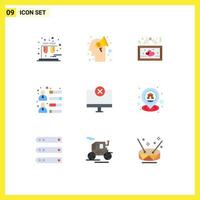 Set of 9 Commercial Flat Colors pack for devices team skills hanging growth businessman Editable Vector Design Elements