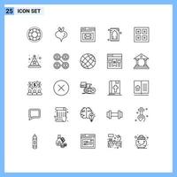 User Interface Pack of 25 Basic Lines of namaz rug browser praying web Editable Vector Design Elements