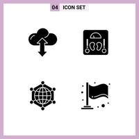 Pictogram Set of 4 Simple Solid Glyphs of cloud data down sclaes web Editable Vector Design Elements