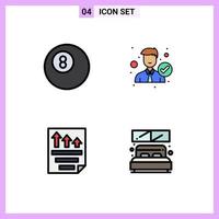 4 iconos creativos, signos y símbolos modernos de la página de la bola, informe derecho del empleado, elementos de diseño vectorial editables vector