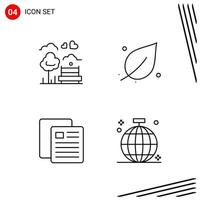 Collection of 4 Vector Icons in Line style Pixle Perfect Outline Symbols for Web and Mobile Line Icon Signs on White Background 4 Icons