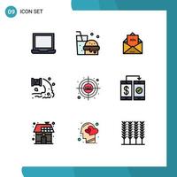 Pictogram Set of 9 Simple Filledline Flat Colors of water sewage ad industry mail Editable Vector Design Elements