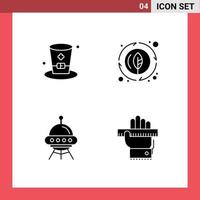 Pictogram Set of 4 Simple Solid Glyphs of glasss space ireland nature rocket Editable Vector Design Elements