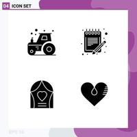 Solid Glyph Pack of Universal Symbols of agriculture arch tractor paper love Editable Vector Design Elements