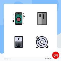 Modern Set of 4 Filledline Flat Colors and symbols such as bluetooth computer sign fridge device Editable Vector Design Elements