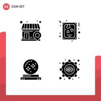 Set of 4 Commercial Solid Glyphs pack for business magic card valentines star Editable Vector Design Elements