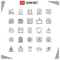 25 Icons Line Style Grid Based Creative Outline Symbols for Website Design Simple Line Icon Signs Isolated on White Background 25 Icon Set vector