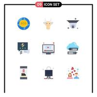 Group of 9 Modern Flat Colors Set for computer mail indian chat security Editable Vector Design Elements