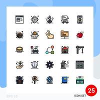 conjunto de 25 iconos de interfaz de usuario modernos símbolos signos para documentos nave espacial vacaciones empresario negocio elementos de diseño vectorial editables vector