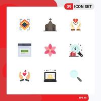 9 Universal Flat Colors Set for Web and Mobile Applications website page monastery internet heart Editable Vector Design Elements