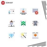 9 símbolos universales de signos de color plano de elementos de diseño de vector editables de gadget de teclado de escritorio de comida de verano