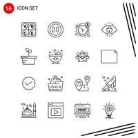 Collection of 16 Vector Icons in Line style Pixle Perfect Outline Symbols for Web and Mobile Line Icon Signs on White Background 16 Icons