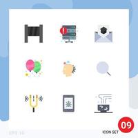 User Interface Pack of 9 Basic Flat Colors of imagination party education holi balloon Editable Vector Design Elements