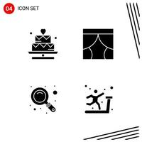 Collection of 4 Vector Icons in solid style Pixle Perfect Glyph Symbols for Web and Mobile Solid Icon Signs on White Background 4 Icons