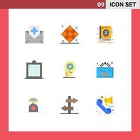 símbolos de iconos universales grupo de 9 colores planos modernos de flecha muebles de juego interior oficina elementos de diseño vectorial editables vector