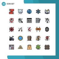 conjunto de 25 iconos de interfaz de usuario modernos signos de símbolos para datos remotos del servidor de Internet elementos de diseño vectorial editables de Internet vector