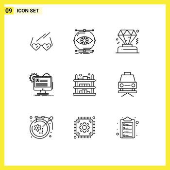 grupo de 9 esquemas modernos establecidos para comprar editar informe de visión cuenta elementos de diseño vectorial editables vector