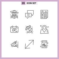 9 iconos creativos signos y símbolos modernos del calendario del día discuten elementos de diseño vectorial editables de la página del usuario vector
