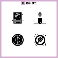 Set of 4 Vector Solid Glyphs on Grid for analysis badge report fashion adultery Editable Vector Design Elements