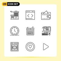 9 Creative Icons for Modern website design and responsive mobile apps 9 Outline Symbols Signs on White Background 9 Icon Pack vector