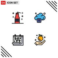 4 Universal Filledline Flat Color Signs Symbols of bomb gym weapons technology farming Editable Vector Design Elements