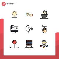Universal Icon Symbols Group of 9 Modern Filledline Flat Colors of blow air business online file Editable Vector Design Elements
