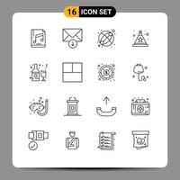 Set of 16 Modern UI Icons Symbols Signs for wine bottle ball drink star Editable Vector Design Elements