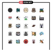 paquete de iconos vectoriales de stock de 25 signos y símbolos de línea para estantería bolsa bebida multimedia melocotón elementos de diseño vectorial editables vector