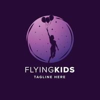 Flying Kids with Balloon Logo Design Template vector